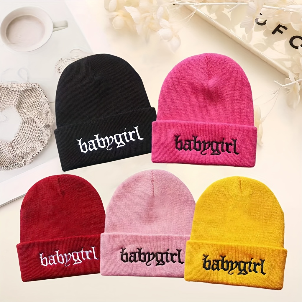 

Acrylic Knit Beanie Winter Hat With "babygirl" Embroidery – Unisex Fashion Outdoor Warm Ski Cap For New Year, Elastic, Lightweight – Crafted With Embroidery & Knitting Techniques