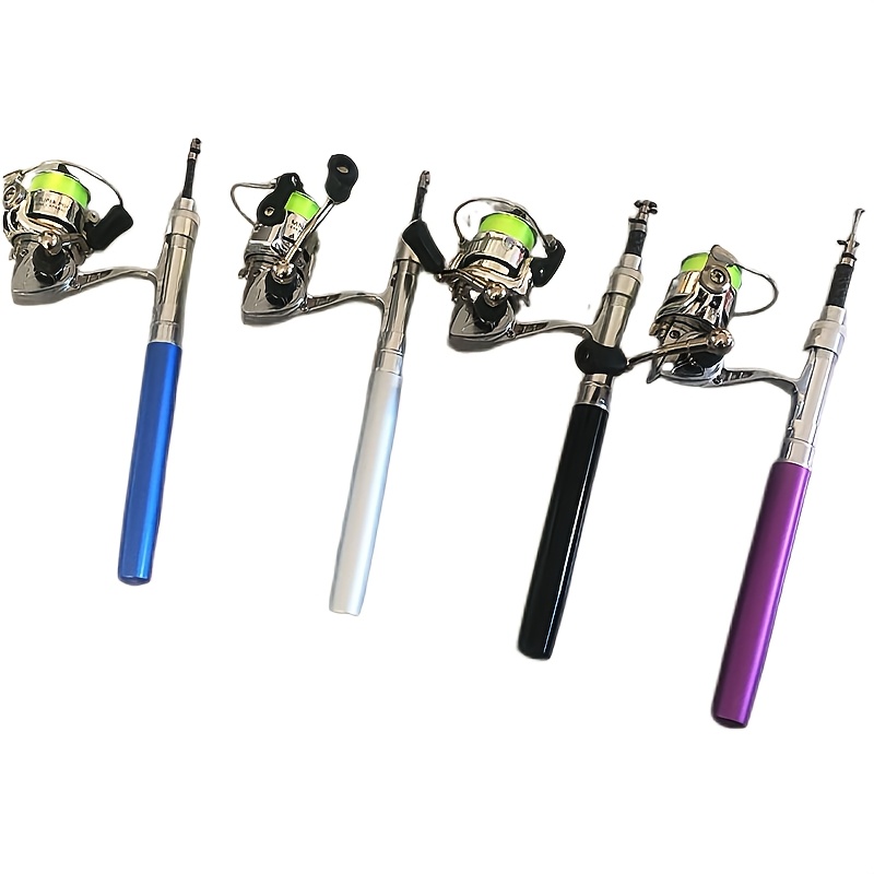 robustes tragbares  -angelruten- und rollenset - ultraleicht, kompakt 20,5cm glasfaser-rute mit metallaußenfassung, ideal für kleine fische unter 500g, inklusive lila spinnrolle und angelschnur
