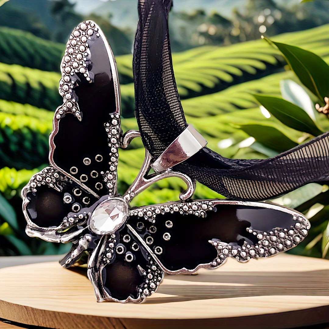 Synthetic Crystal Butterfly Pendant Necklace