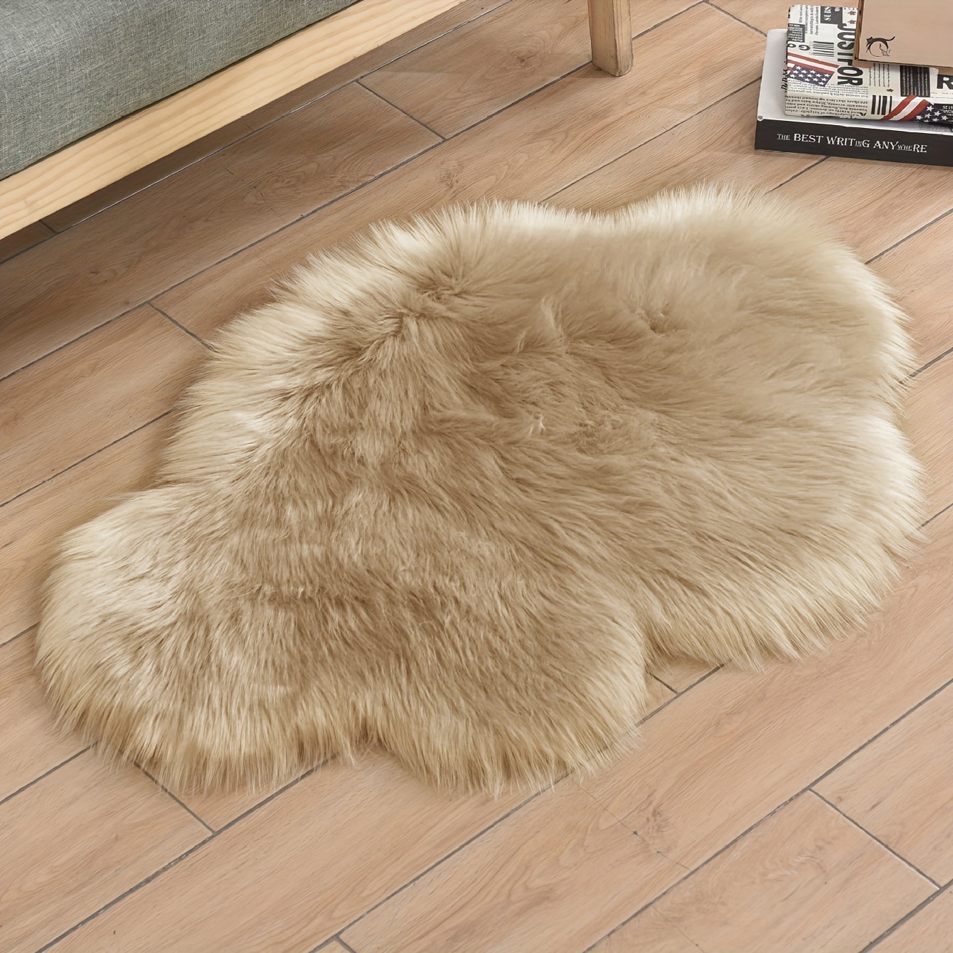 Image of 1pc Luxury Solid Color Faux Irregular Carpet Mat Sofa Chair Cushion Living Room Bedroom Room Bedside Mat Changing Room Atmosphere Versatile Size Gift Self-use Suitable Cloud