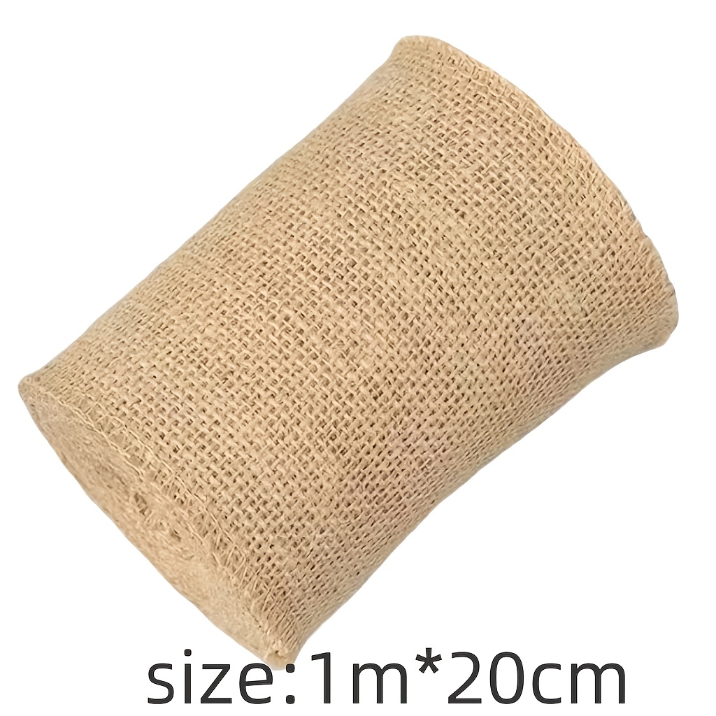 TEMU /15/20 Cm Wide X 1 Meter Long Burlap Roll - For Crafts, Christmas Tablecloths And Chair Curtains, Wedding Decorations, Rustic Jute Fabric For
