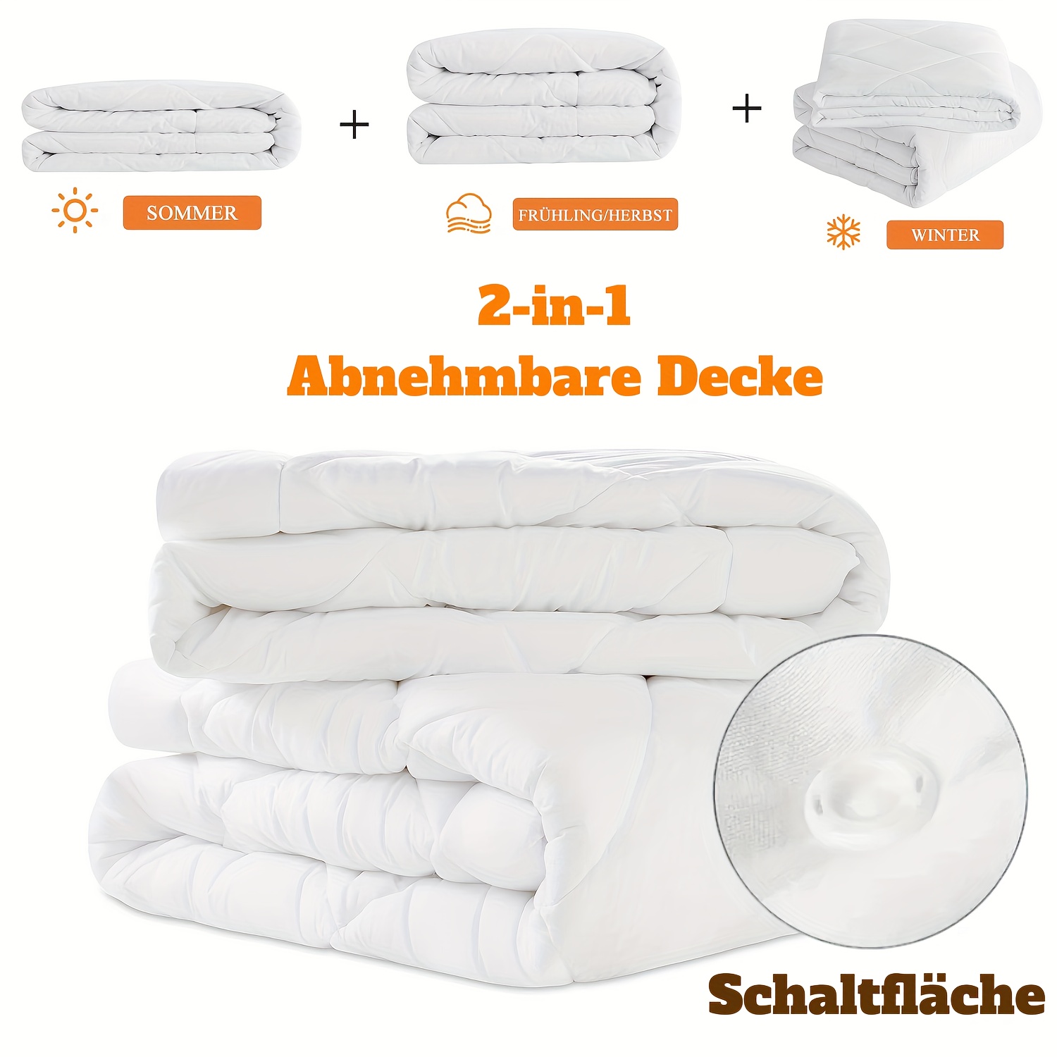 TEMU Afneembaar Dik Dekbed: Lente/Herfst Dekbed + Zomers Dekbed = Winter Dekbed, 2-in-1 Afneembaar Gebruik, Geschikt voor Alle Seizoenen, Volledig