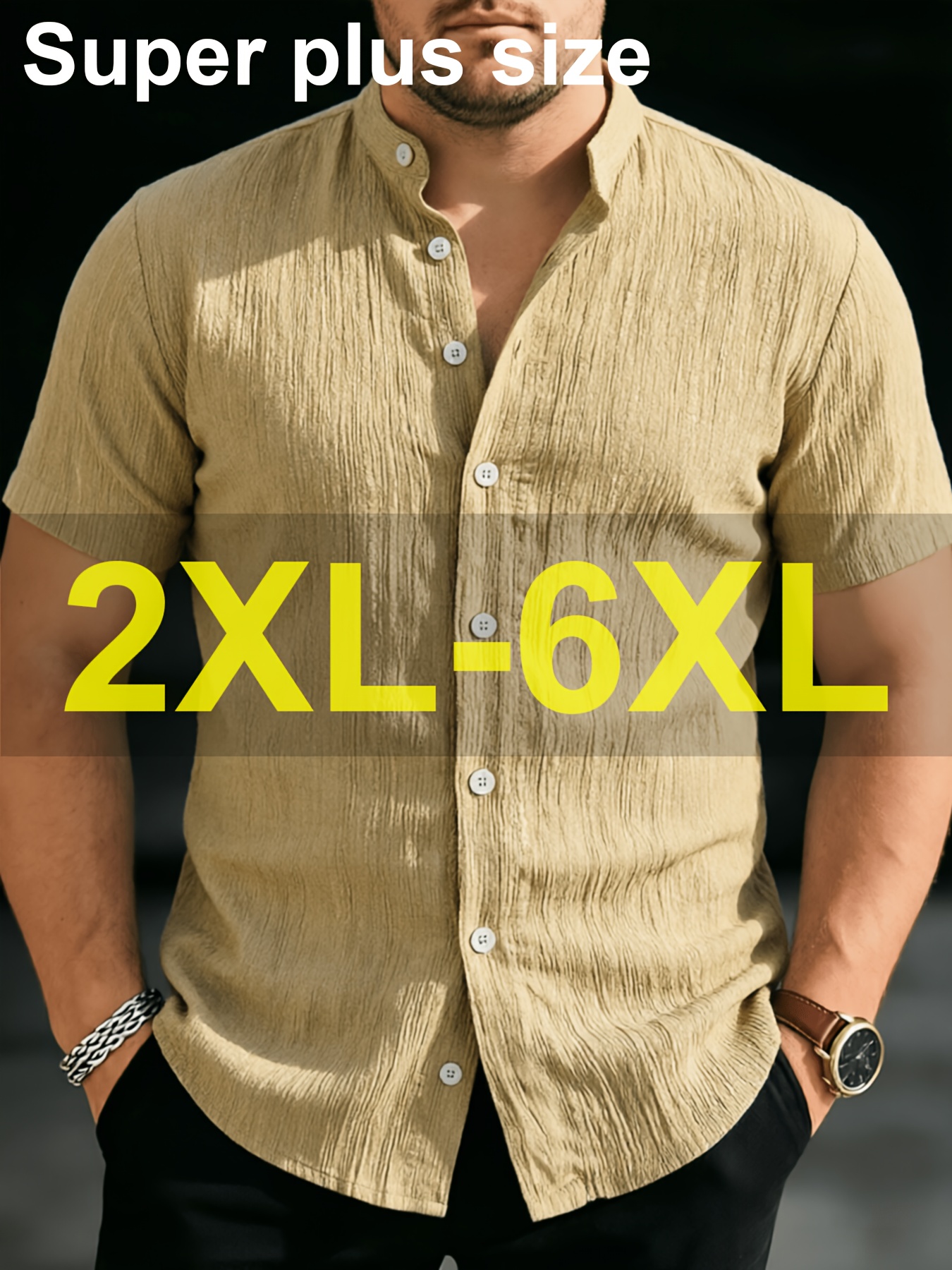 [  obm] zomer plus size heren shirt, 2xl-6xl henley t-shirt   collar shirt - lichtgewicht ademend laag onderhoud, perfect voor strandvakantie casual formele kleding, zwembadfeesten en dagelijkse casual gelegenheden, ideaal als strandkleding cadeau