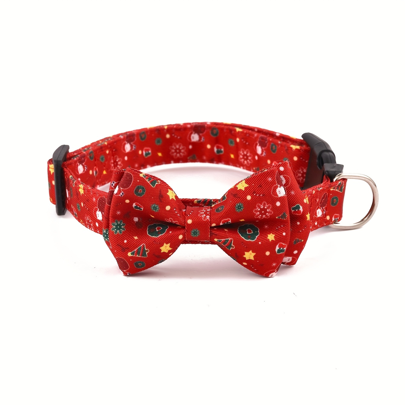TEMU 1pc Christmas Style Dog Collar, Removable Bow, Adjustable Size, Suitable For Medium To Large Pets