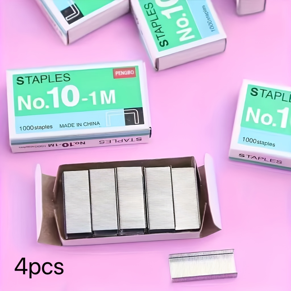 4pcs, 4000pcs Per Box, Universal Size 10 , Stapler Nail, Mini Small Staple, School Office Supplies