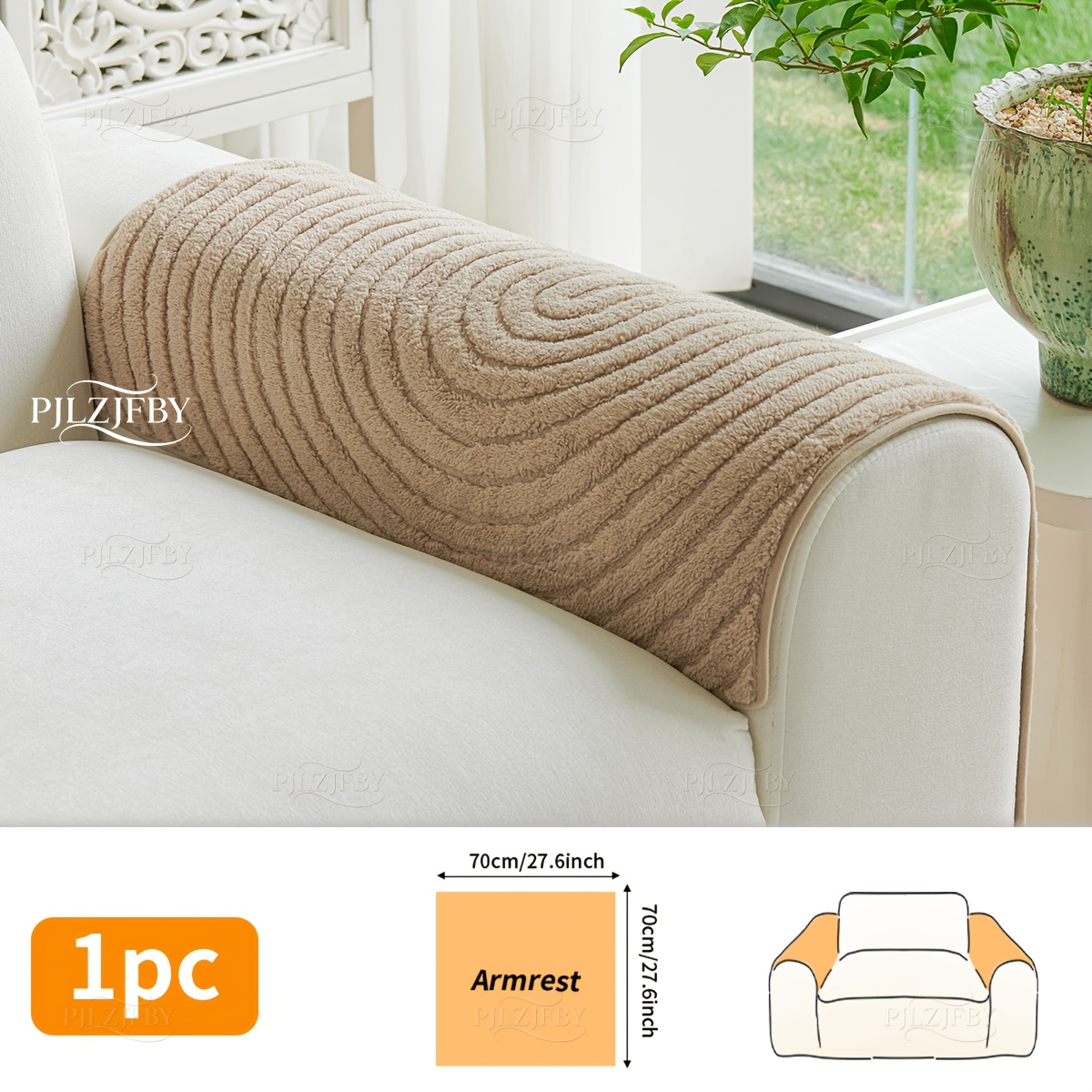 TEMU 1 Housse de canapé moderne en peluche, Housse de canapé de siège jacquard de couleur unie, Convient à toutes , Coussin de siège efficace, aux