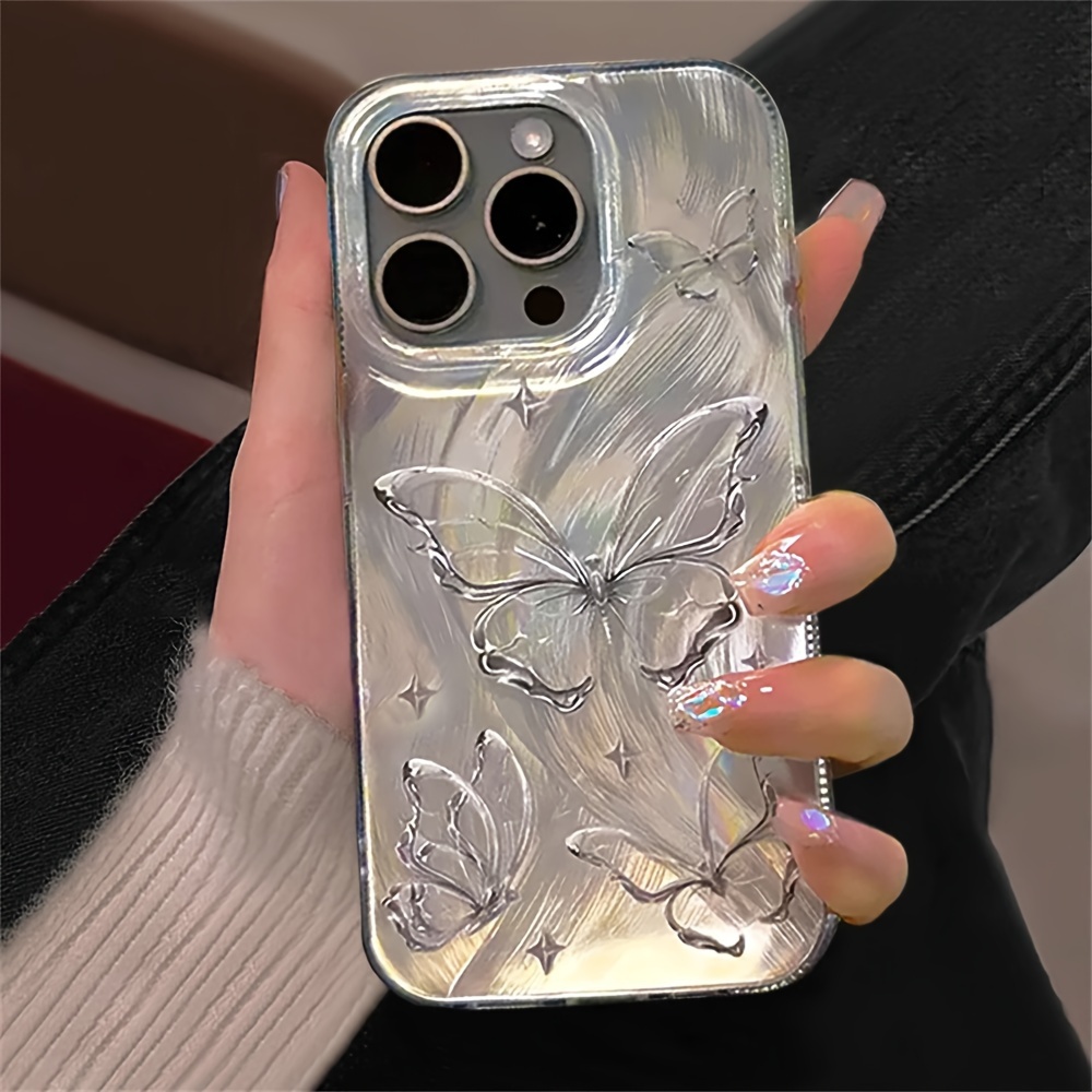 

Luxury Glitter Laser Silvery Animal Butterfly Case For Iphone 13 15 14 12 Pro Max 14 15 Plus 11 Artistic Cute Shockproof Bumper Back Cover