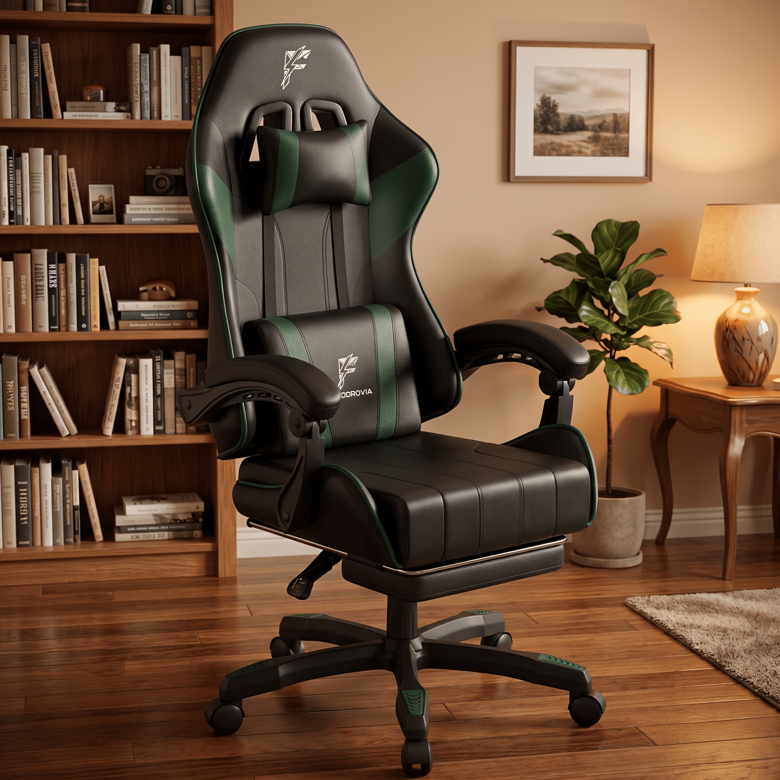 High-back Gaming Chair, Ergonomic Gaming Chair With Footrest, Adjustable Height Computer Chair With Lumbar Support, Gaming Chair With Armrests