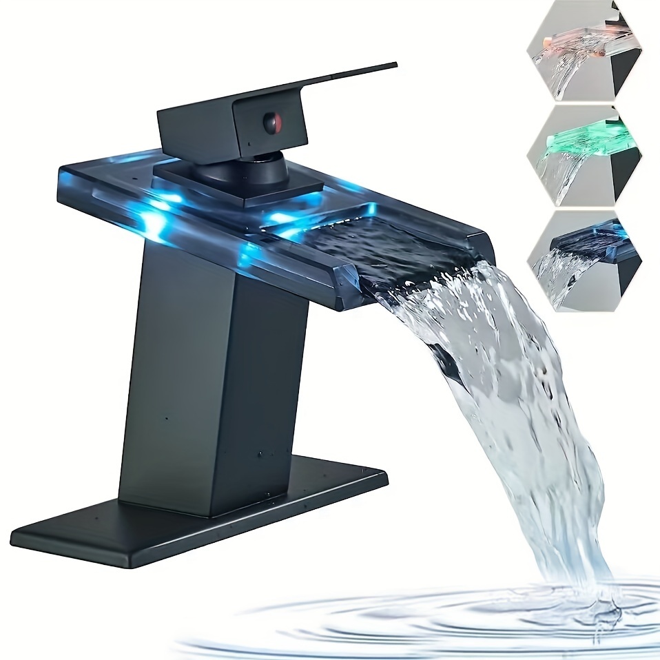 1pc Black Plated Waterfall shops Bathroom Basin Faucet