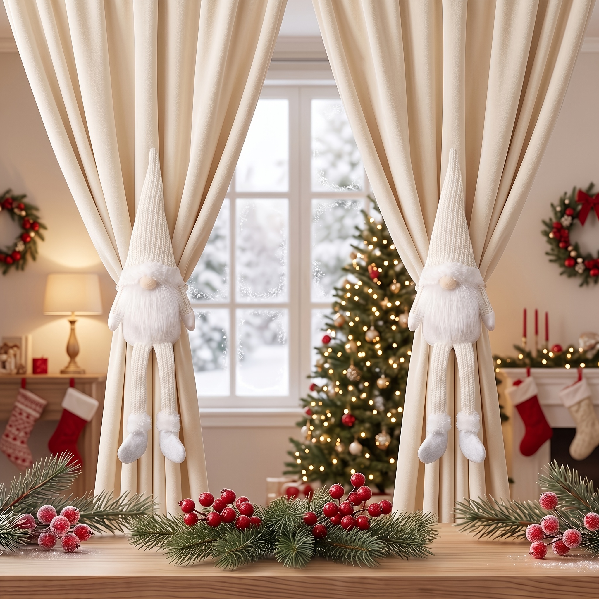 TEMU 2 Stk. Weihnachtsdekoration, gesichtslose Vorhanghaken im nordischen Stil für Männer, geeignet für Partydekorationen Schaufensterdekoration,