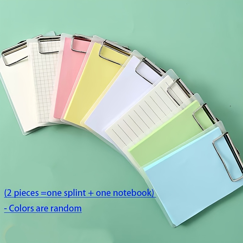 TEMU 2pcs A Set Random Colors Mini Transparent Binders With Color-coded Notepads, Portable Folder Storage Set, Built-in Writing Pads And Paper Fixing