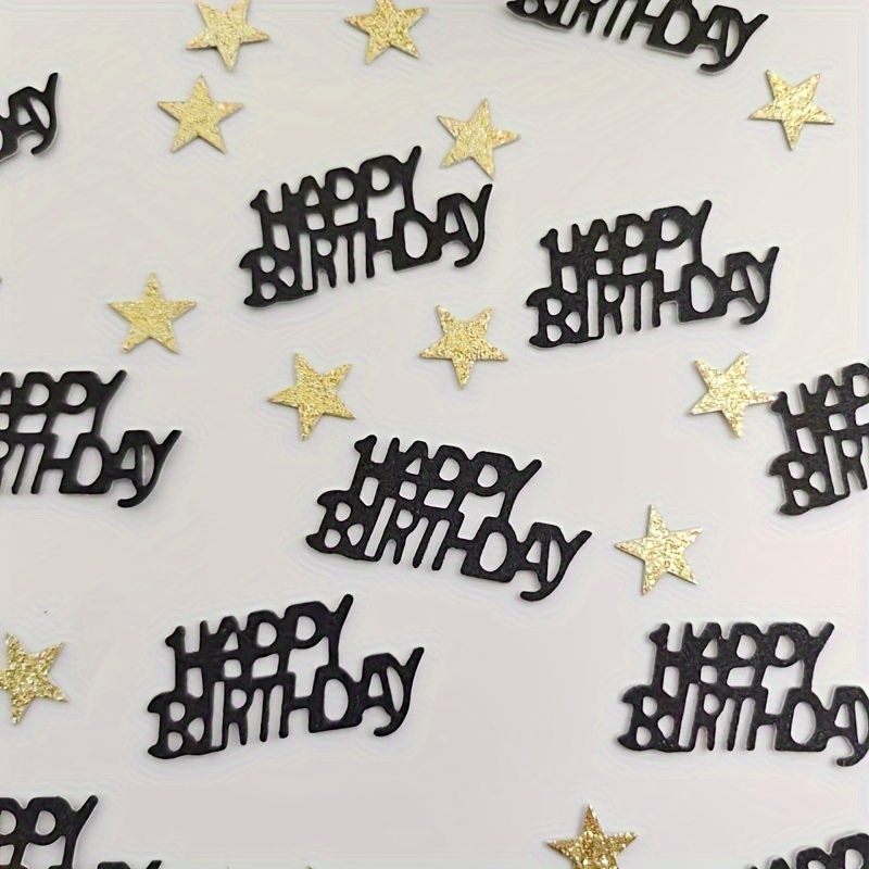 

100pcs/pack, Black And Gold "happy Birthday" Confetti Set, Happy Birthday And Star Paper Decoration Confetti Table Sprinkle Confetti