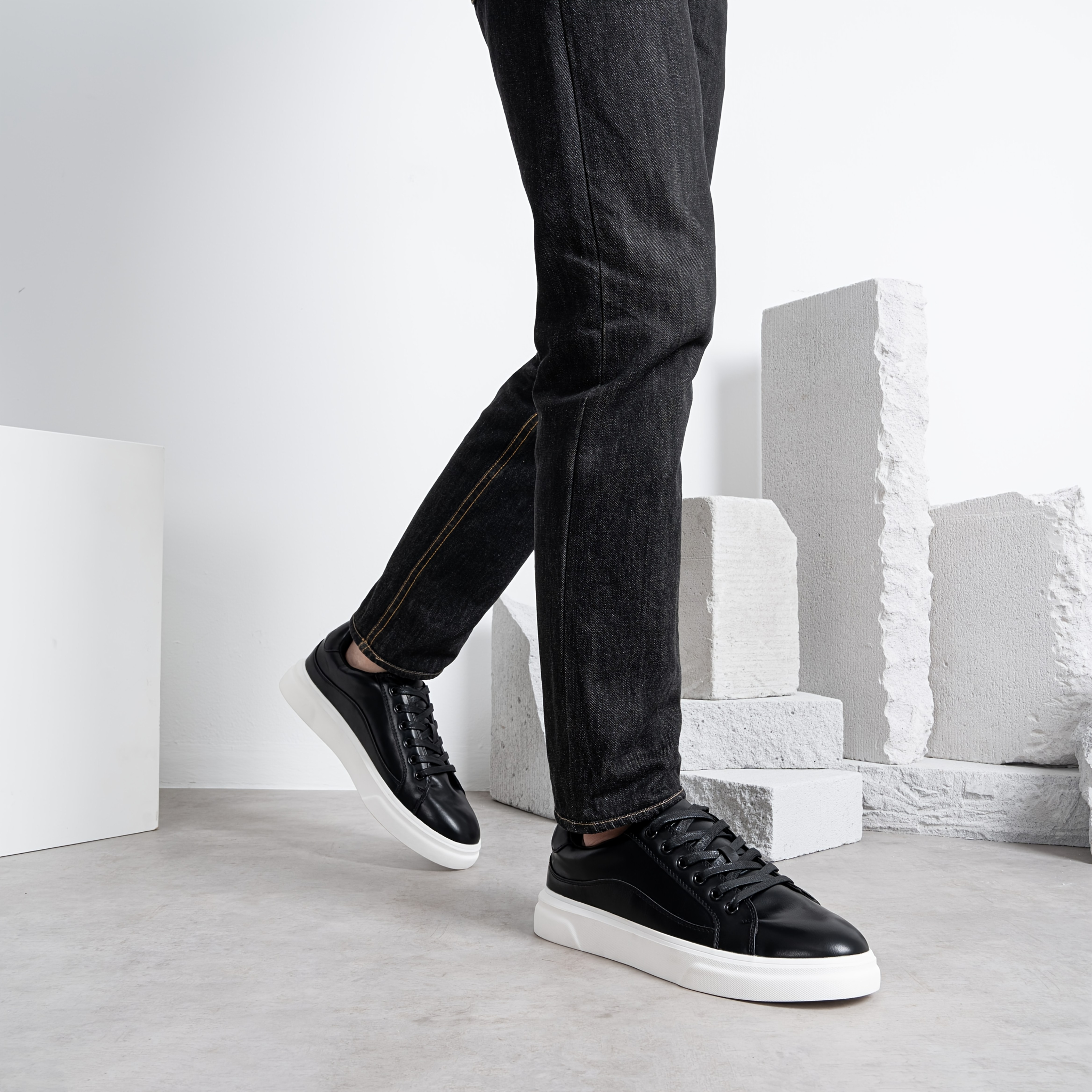 black mini dress h&m Men's Black Leather Dress Sneakers | Portugal