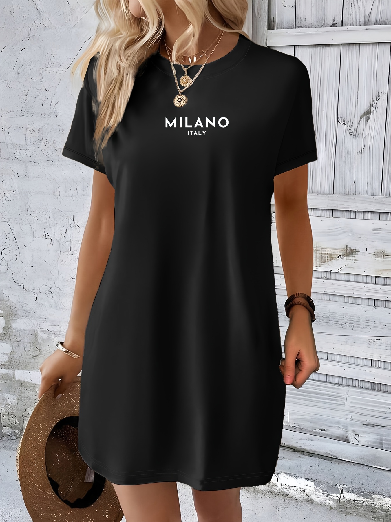 italy graphic print womens knit t shirt dress casual - Temu