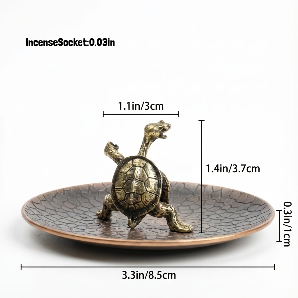 Image of 1pc Alloy Fu Turtle Incense Holder With Tray Applicable To Incense Sticks, Incense Holder For Home, Office & Tea Room Decor And Meditation, Yoga