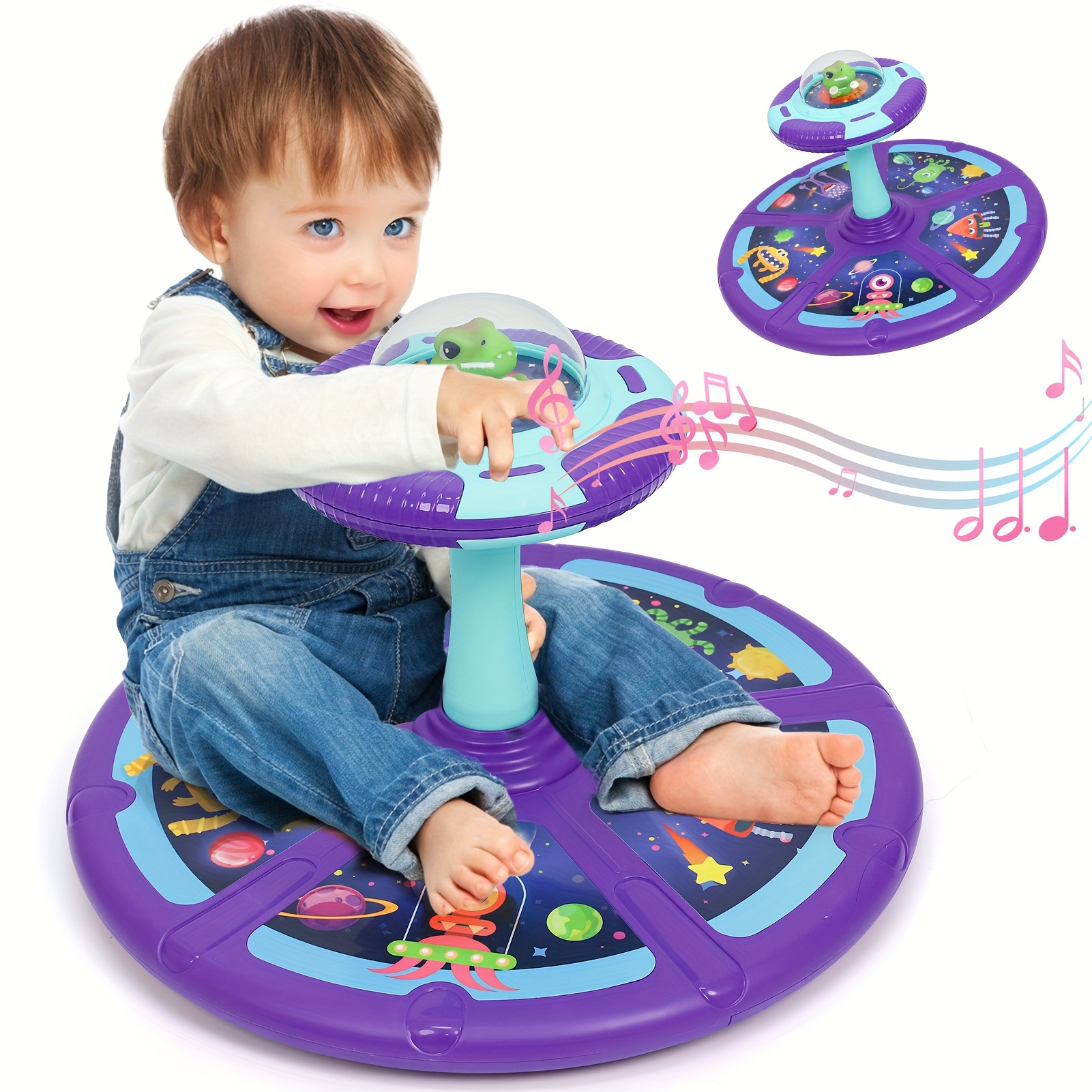 Sit And Spin Toys For Toddlers Age 3 4 5 6 Years Old, Christmas/Halloween/Birthday Gifts For Kids Boys&Girls 18 Months+ With Music & LED Flash Lights Musical 360°Spinning Seat Interactive Sensory Toy