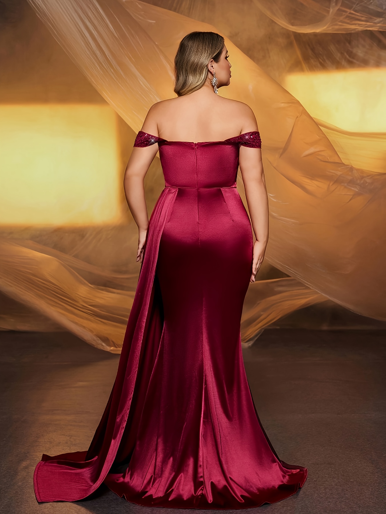 plus size wine bridesmaid dresses Simple V-neck Ruffled Sleeves Plus Size Chiffon Bridesmaid Dress