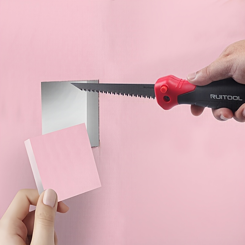 6 inch folding jab saw, 3-  tooth 8 tpi drywall cutter, safety lock non-slip grip, portable keyhole saw for drywall, wood board,   precise cutting, hand tool for decoration, diy projects, drywall cutting, compact saw, ergonomic grip, durable construction, sturdy material, hand saw, manual saw, construction workers, handyman tool Product details 4