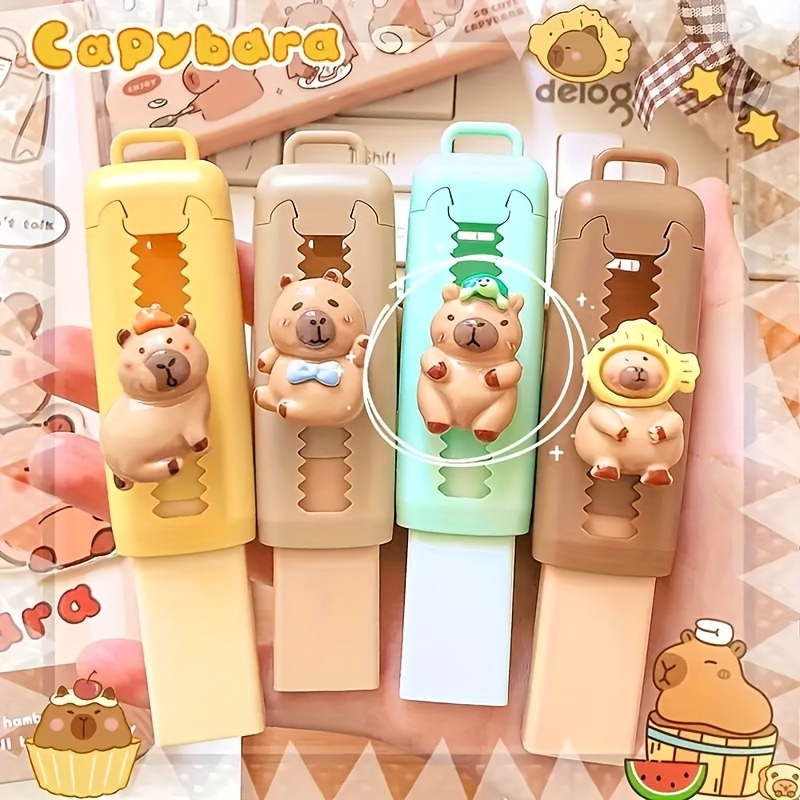 

1pc Or 4pcs Cartoon Capybara Erasers, Reusable & , Large Size, Pvc Material - School, Office, Art Supplies, And Back-to-school