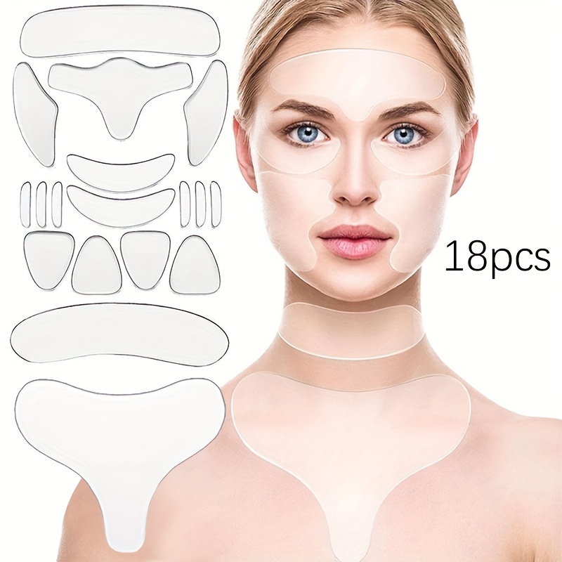 

18pcs Silicone Patch Set For Face & Neck - Reusable, Skin Care Patches For Forehead, Eyes, Chin - Perfect Gift For Women