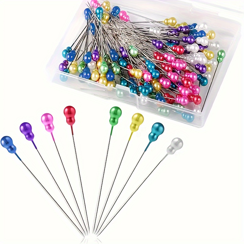 

50-pack 5.5cm Colorful Gourd-shaped Pearlized Head Pins For Diy Sewing, Bouquet Fixing, Garment Making, And Fabric Cutting - Multicolor Straight Pins With Longer Length And Easy Grip