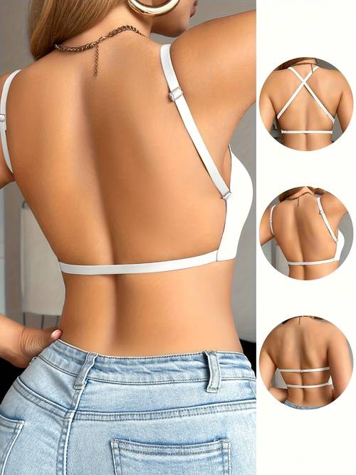 1 stuks naadloze v-hals backless bh | kruisbandjes, draadloos, lichte ondersteuning, verwijderbare