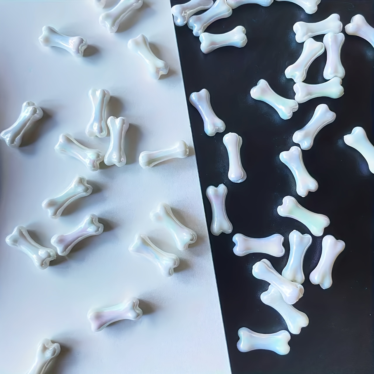 TEMU 50pcs White Small Bone Beads, Cute Bone Beads With Holes, Girly Heart Handmade Weaving Jewelry Additions
