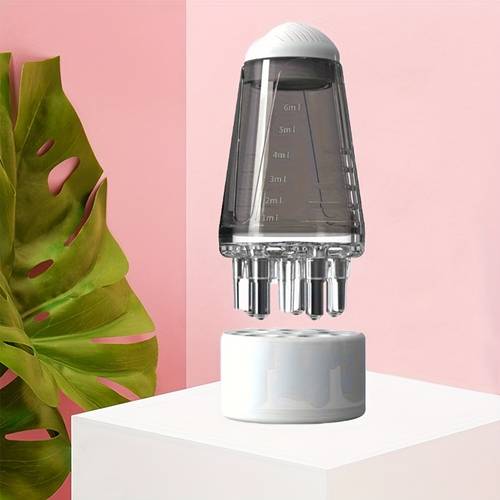 . kopfhautöl-applikatorflasche mit kamm-spitze - auslaufsicheres, nachfüllbares design, sanftes und schnelles 5-kugelkopf-design, müheloses nachfüllen und auftragen, weiß, grau, 2 farben verfügbar, für alle haartypen und öl-führte massage
