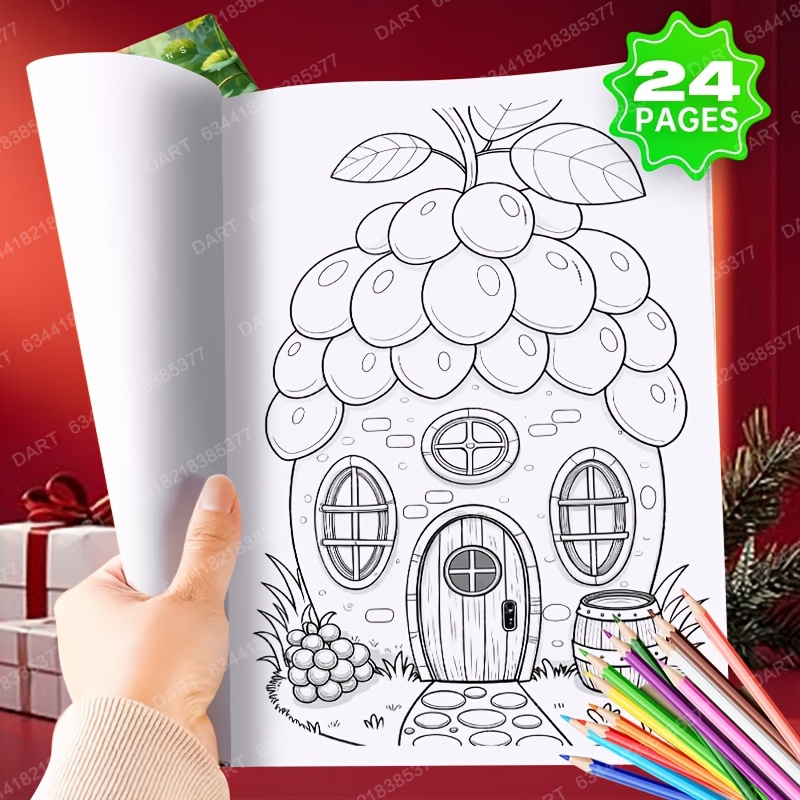 TEMU Coloring Book Suitable For Adults & - Thick Paper Suitable For Coloring, Relaxing Fruit-themed Pages With Patterns, Gift For Adults &,,
