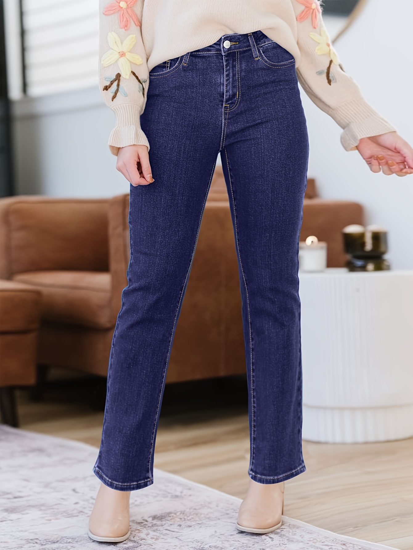 Plus Size Wide Leg Jeans - Temu Canada