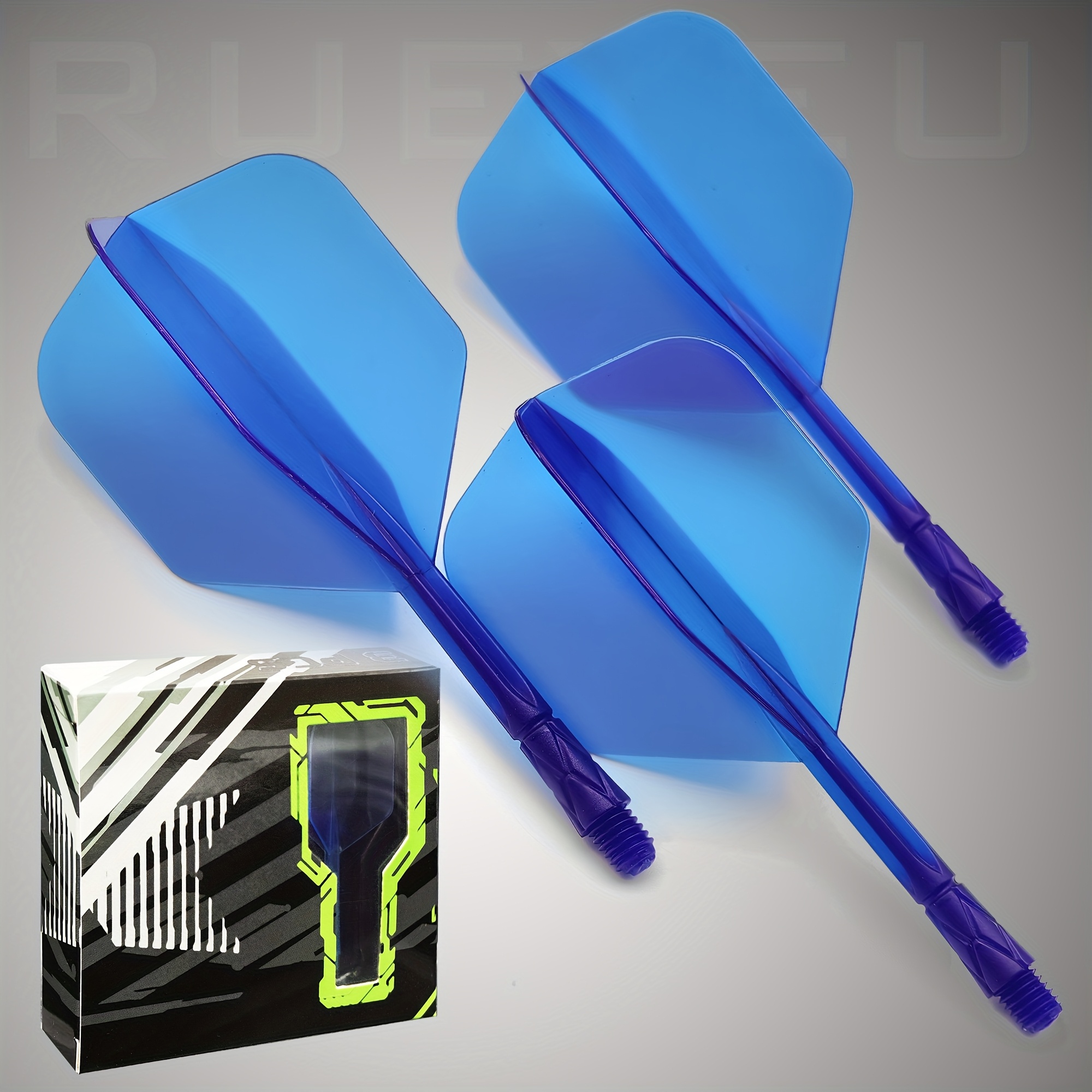 E-shop RUEYEU Top Notch Integrierte Dart Flights & Shafts Sets - Hochtransparente Dart Flights - - Geformt 2-in-1 Schwarz/Blau/Lila/Weiß/ - Ideal für