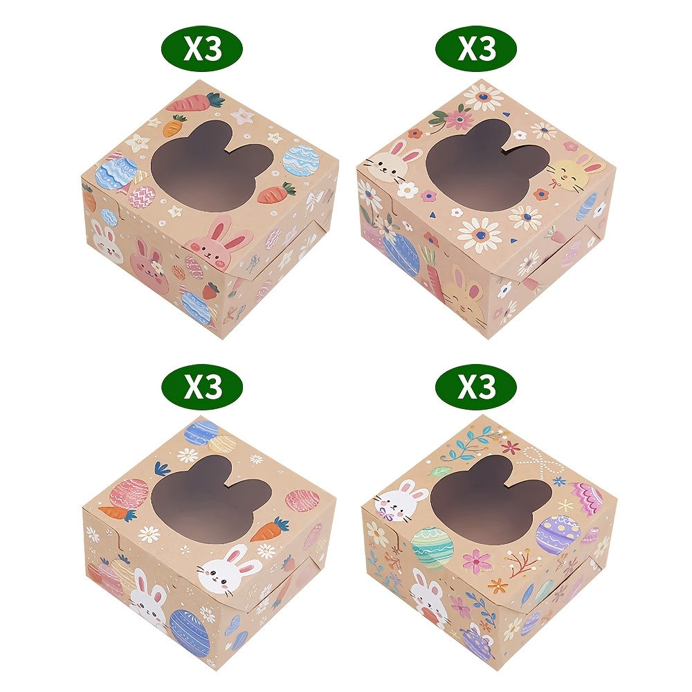 TEMU Gift For Her/him 12pcs Rabbit Paper Windowed Candy Box Birthday Party Box Packs - Creative Paper Windowed Gift Box, Rabbit, , Flower Holiday