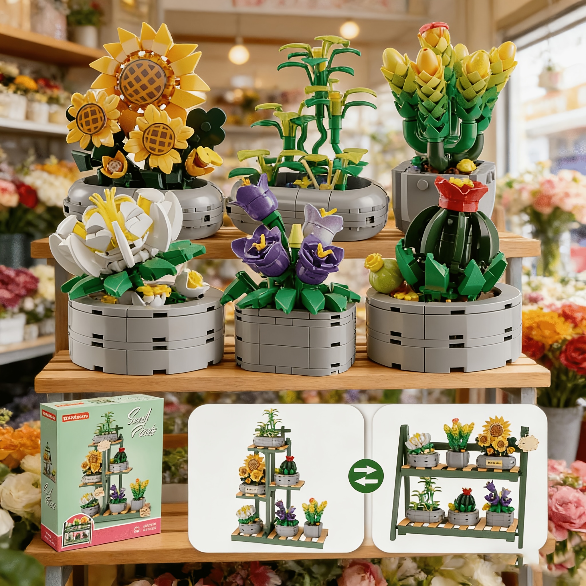 873pcs succulent garden building blocks set 6 in 1 diy - Temu