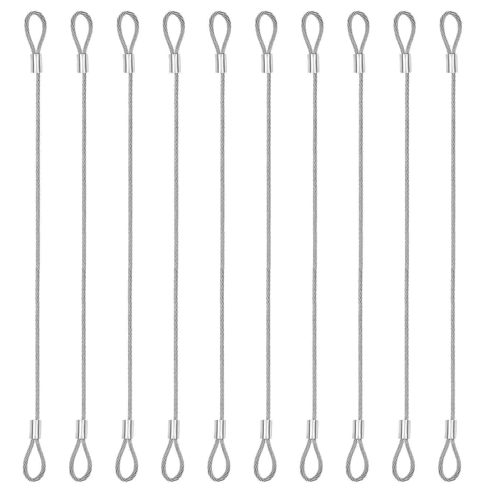 Image of 10pcs Wire Cable With Loops Vinyl Coated Wire Rope Long Rope Lanyard Lock Security Steel Cable With Safety Chains For Outdoor Gates Stage Lighting Luggage Lock