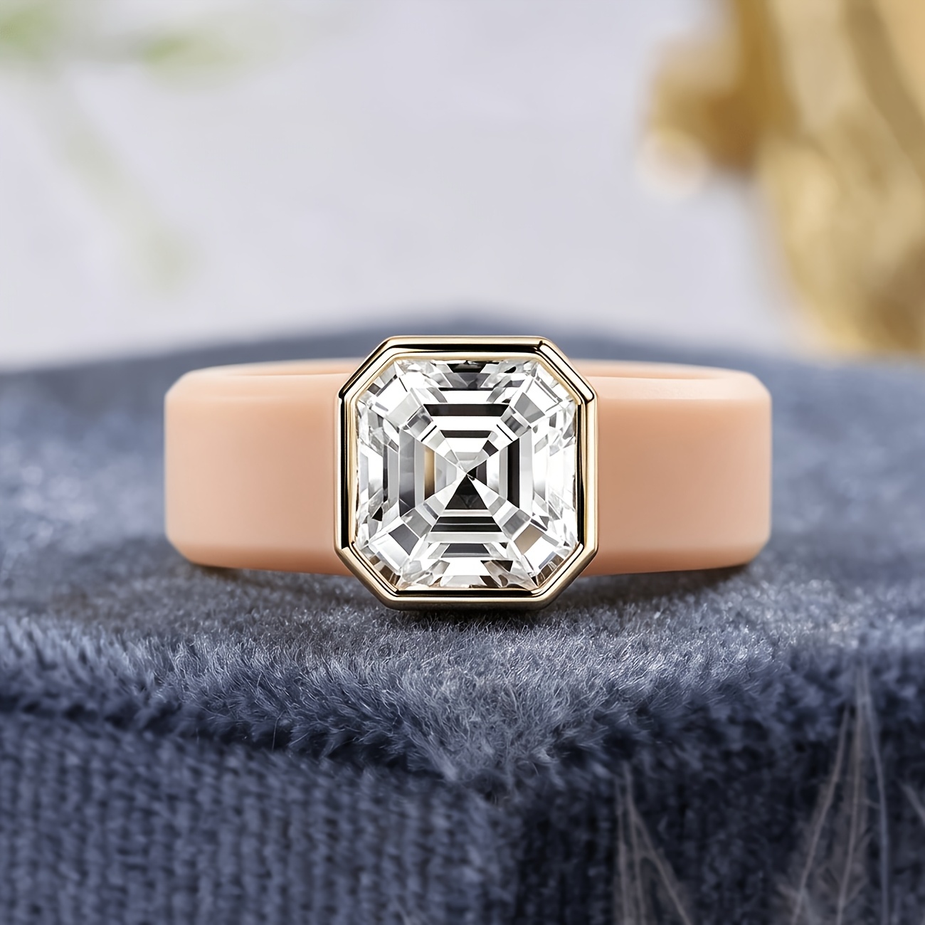 14K Gold-plated Khaki Silicone Ring, Engagement Gift