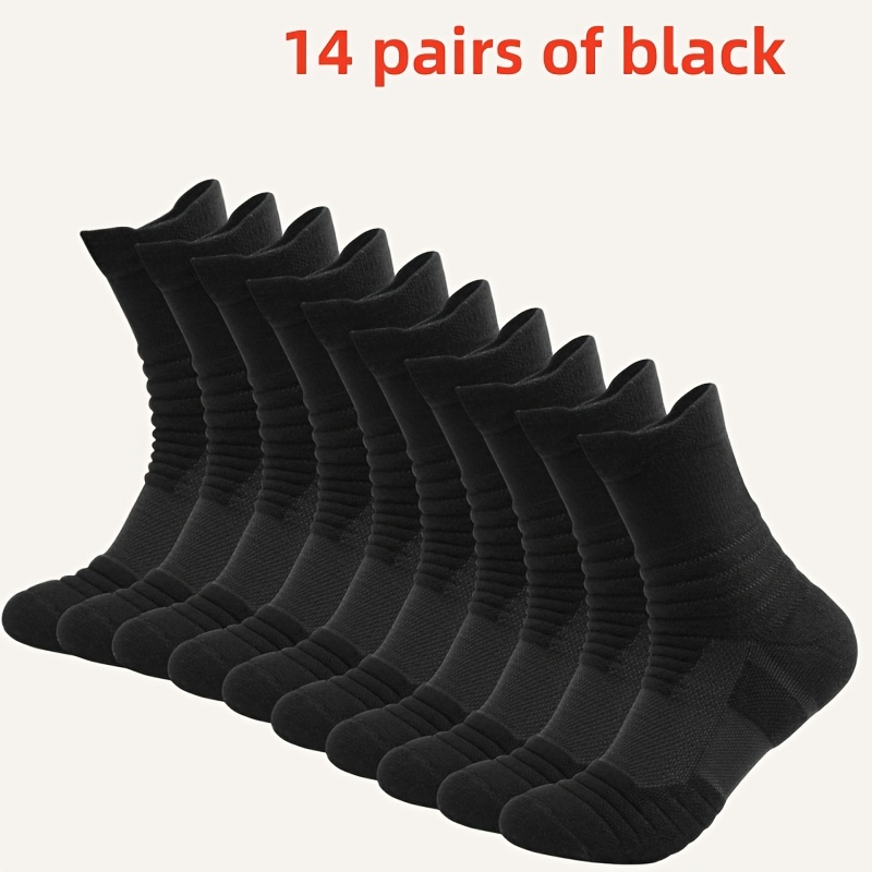 TEMU 14 paires de chaussettes épaissies avec doublure en serviette de sport, spécialisées pour l'entraînement de football, les de basket-ball et les