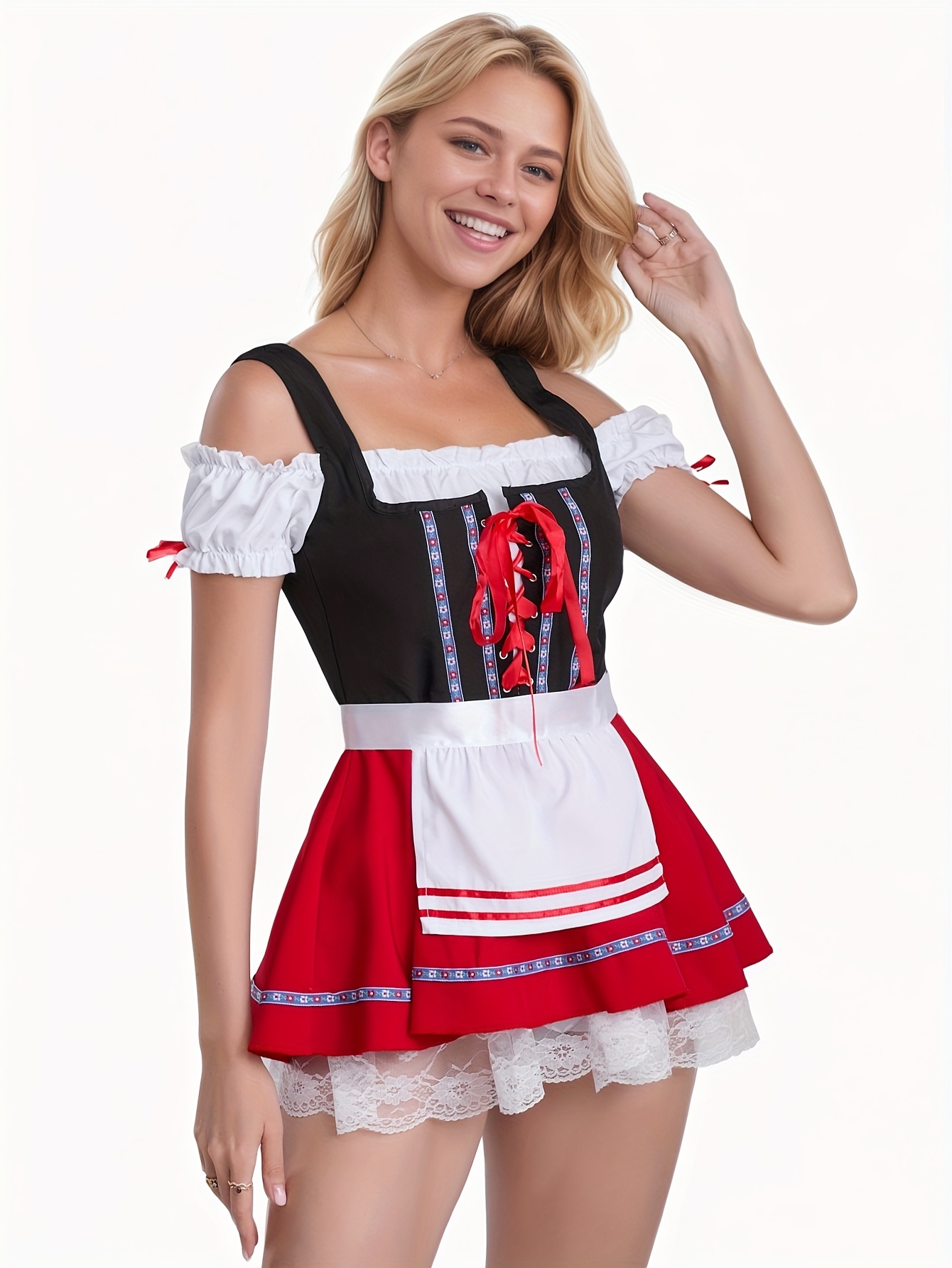 knee length dresses for ladies Authentic German Red Dirndl Women's Costume  AbracadabraNYC