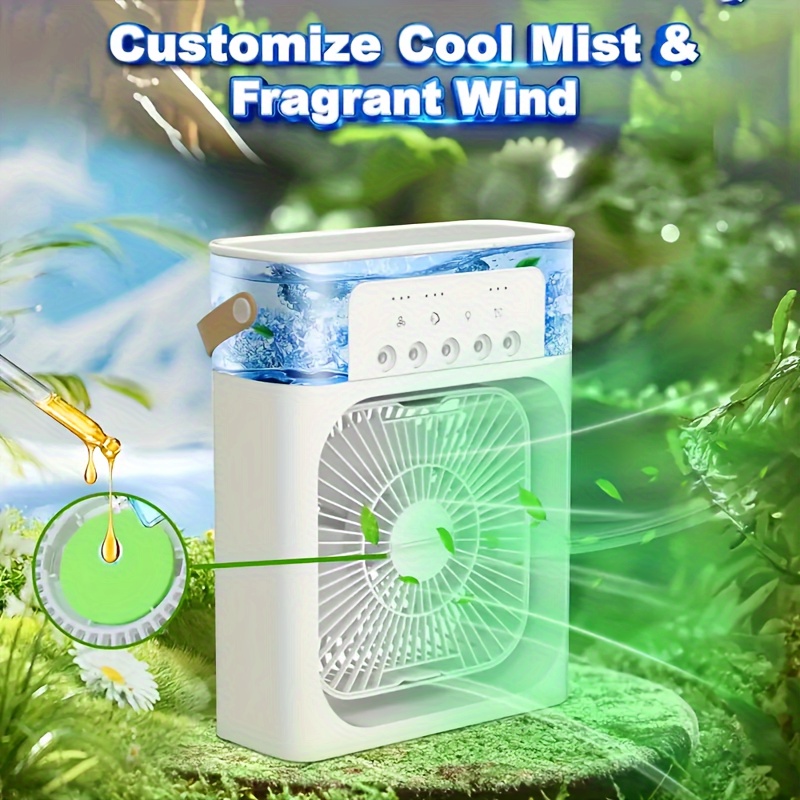 1pc 1200ml multi function five hole humidification air conditioning fan electric fan desktop spray 5 cooling fan usb type c spray humidification fan usb office gym portable fan details 3