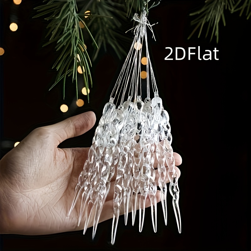 2d Flat, 25pcs Christmas Crystal Acrylic Icicle Icicle Pendant Christmas Tree Creative Pendant Ornaments, 2d Flat