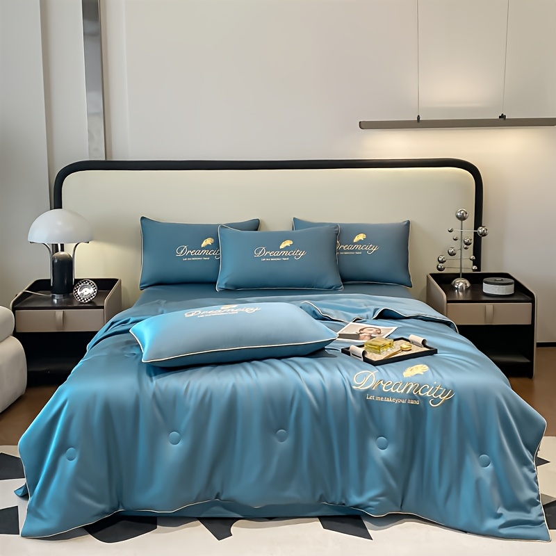 TEMU 1 Summer Cooling Quilt, 1 Summer Lightweight Quilt (pillowcases Not Included). Luxurious Cooling Fiber Fabric Embroidered Comfortable