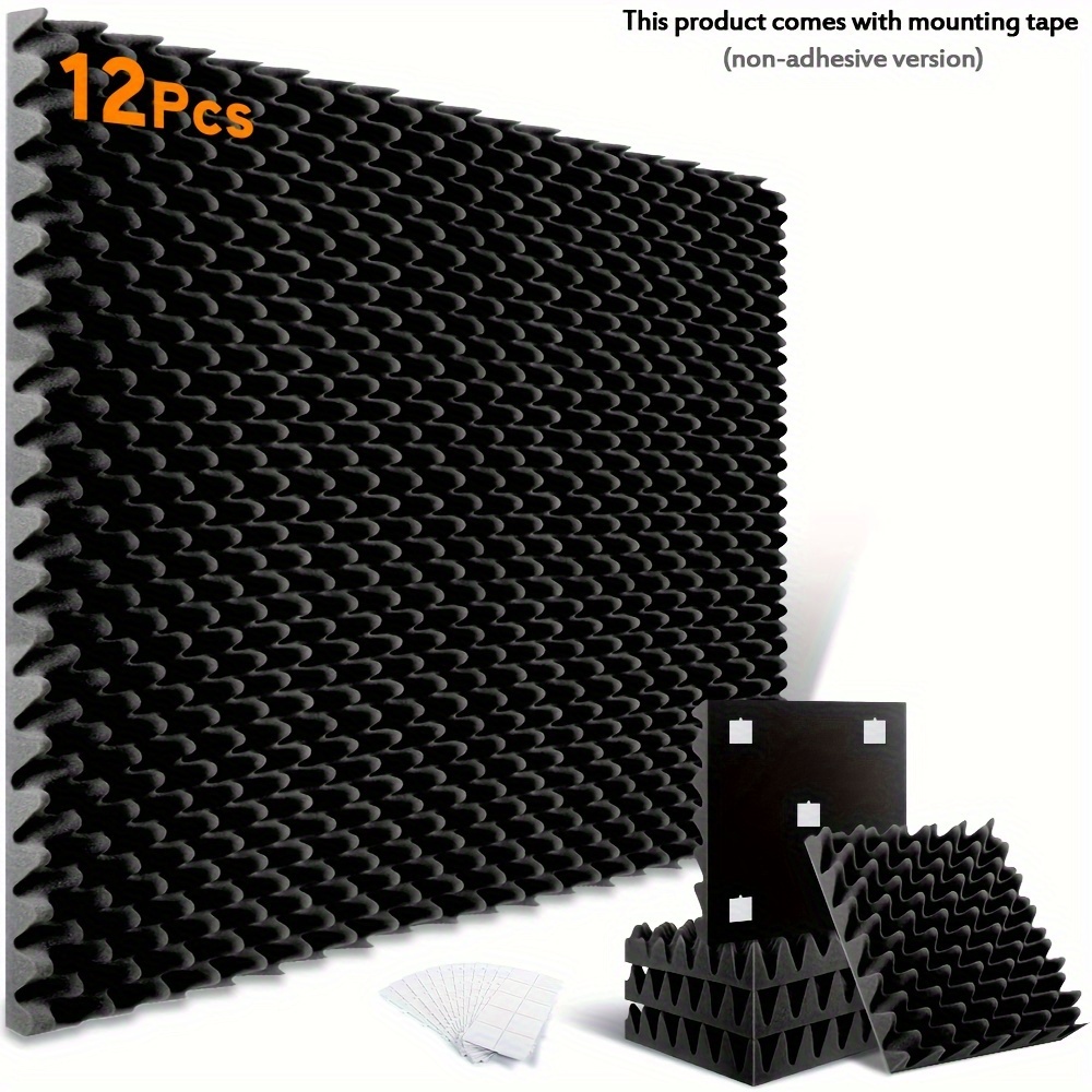 

12 Pack-2 X 12 X 12 Inches Acoustic Foam Panel, Fireproof Soundproofing Sponge Wall, Egg Crate Soundproof Foam Sound-absorbing