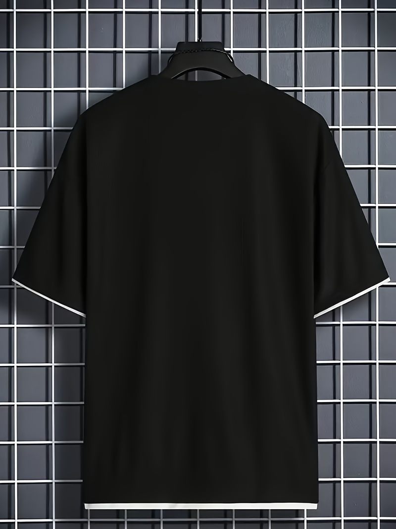 Men's waffle solid color fake two-piece design solid color round neck T-shirt, summer casual and comfortable T-shirt, daily gym exercise running Men's top