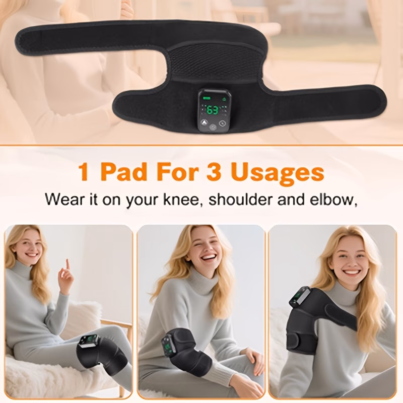 加热膝盖按摩器,无线设计,便携式加热护膝,3合1肩部和肘部加热垫,带振动功能,2000mah电池,膝盖护垫,送给长辈和朋友的完美礼物 商品详情 4