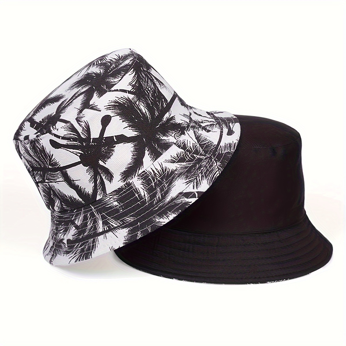 

1pc Men's Leaf Printed Bucket Hat, Outdoor Sunscreen Casual Hat, Suitable For Spring And Autumn Travel