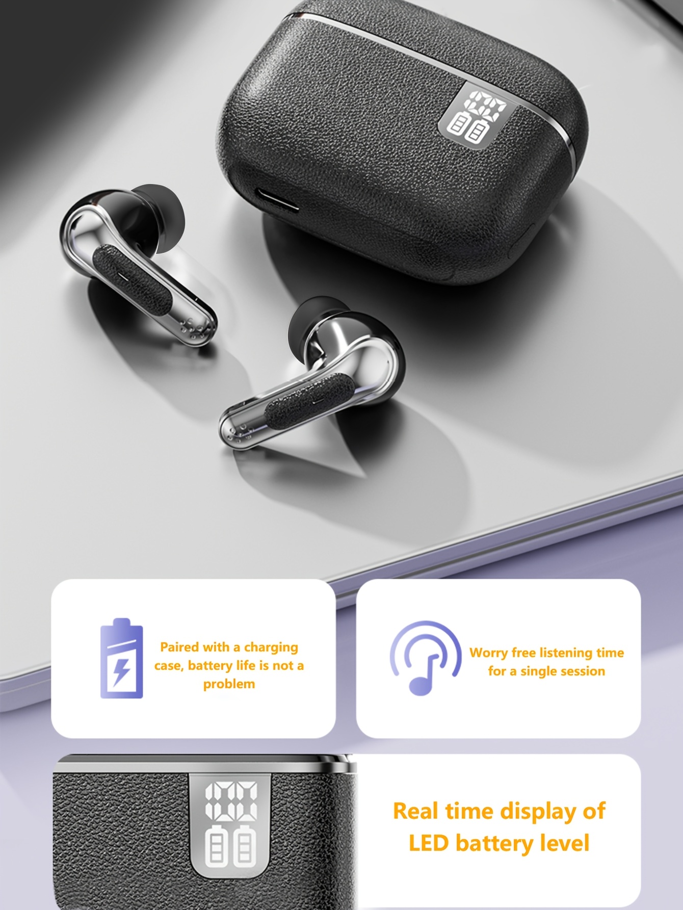 WoSD 2025 Nauji TWS Belaidžiai Ausinės – Nepalyginama Tikro Belaidžio Laisvė, Ergonomika Maksimaliam Komfortui ir HIFI Garsui su Dolby Bass, ACC Stereo HD Skambučiai – Ideali Android ir iPhone, Sporto ir Muzikos Mėgėjams!