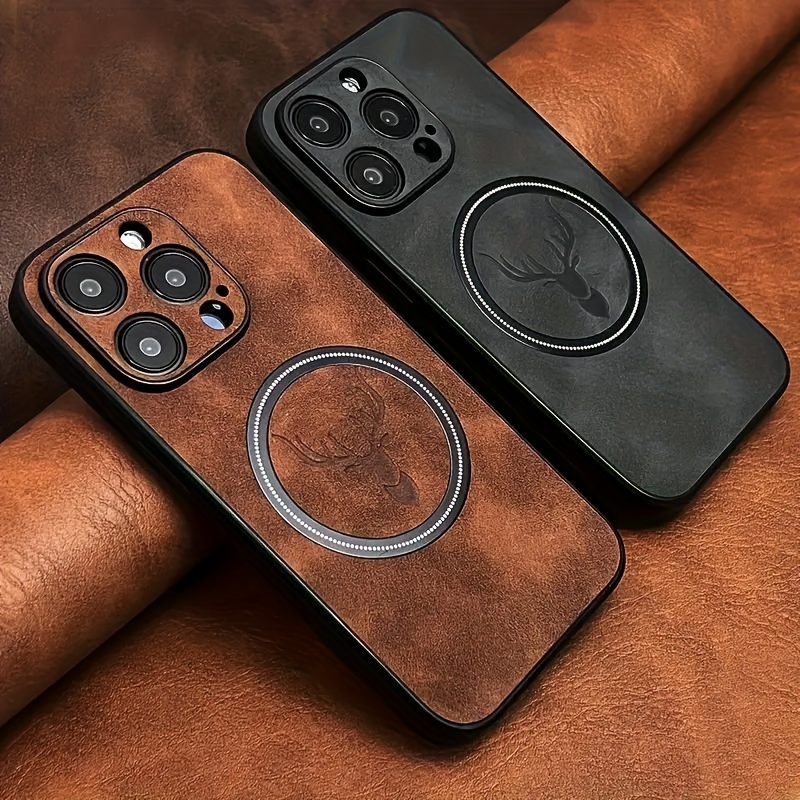 Unbranded IPhone Protector Cases, Covers And Skins For Apple IPhone 13 Pro Max Elk Deer Leather Phone Case For IPhone 16 17 Pro Max 15 14 13 12 11 Phone Cover Cases