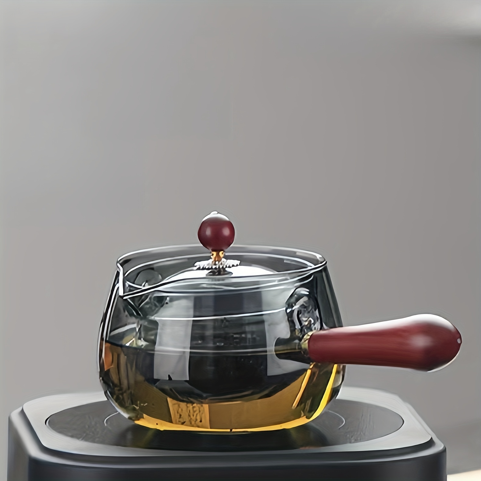 1pc high borosilicate heat resistant glass side handle teapot 500ml large capacity rotating tea   insulating glass tea kettle Product details 2