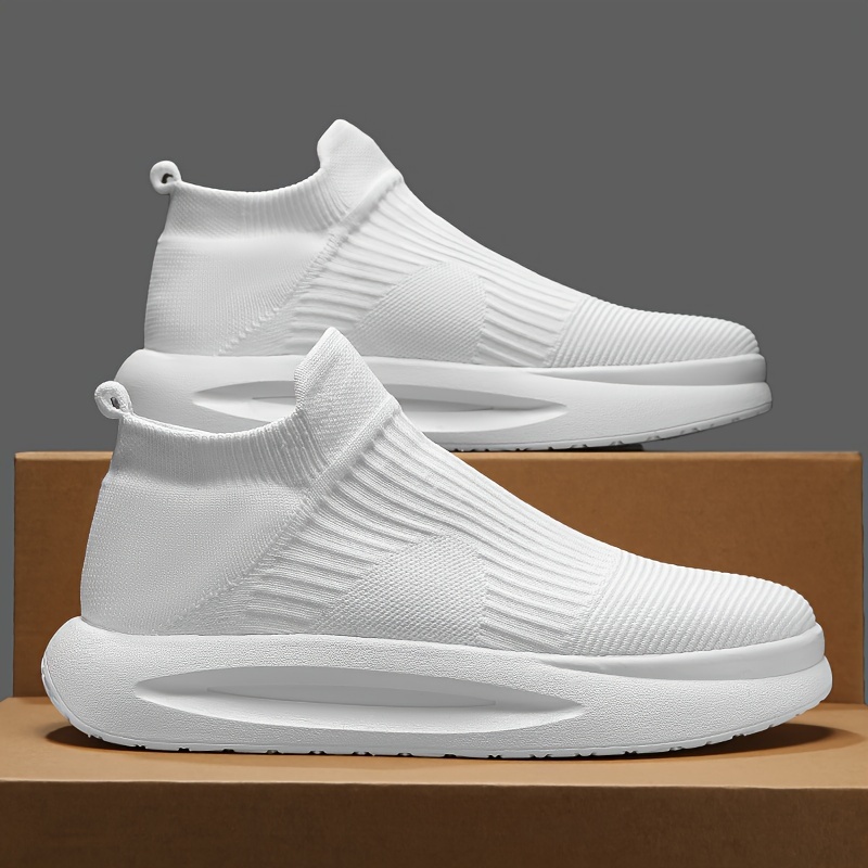 【BAON】[unisex] Woven sneakers mens casual solid color slip on woven shoes breathable shock