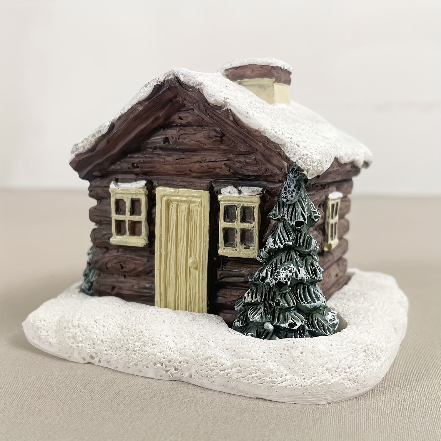 TEMU 1pcs Christmas Log Cabin Resin Incense Cone Holder - Winter Cottage Smoke Chimney Burner For Xmas, Easter, Halloween, Hanukkah - Unscented Aromatherapy Decoration