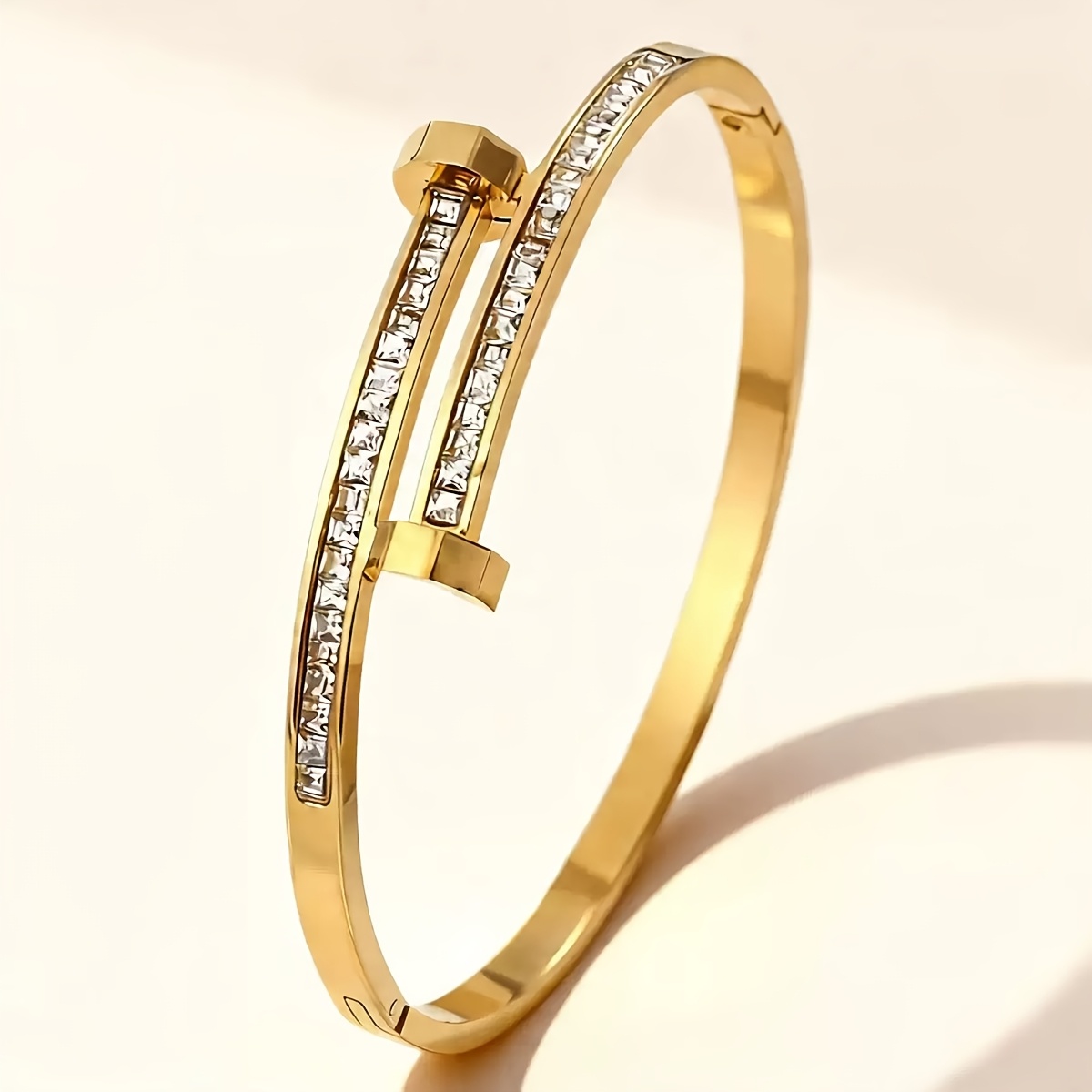 TEMU 1 pièce Bracelet intégral élégant et stylé en acier inoxydable de , un bracelet délicat pour femme adapté aux quotidiens, fêtes, rassemblements,